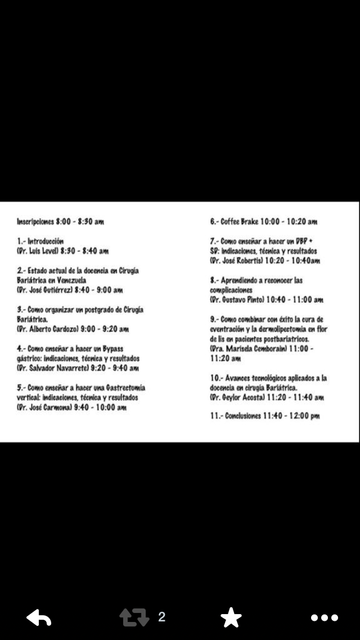 Programación del evento